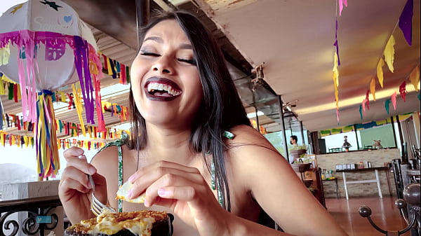 Mexican Teen Waiting for her Boyfriend at restaurant – MONEY for SEX